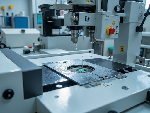 工业视觉检测系统设备，包含相机和控制单元，放置在工作台上的整体视图，白色背景